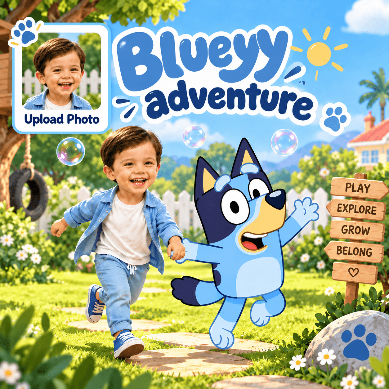 Blue Playtime Adventure personalized video theme preview