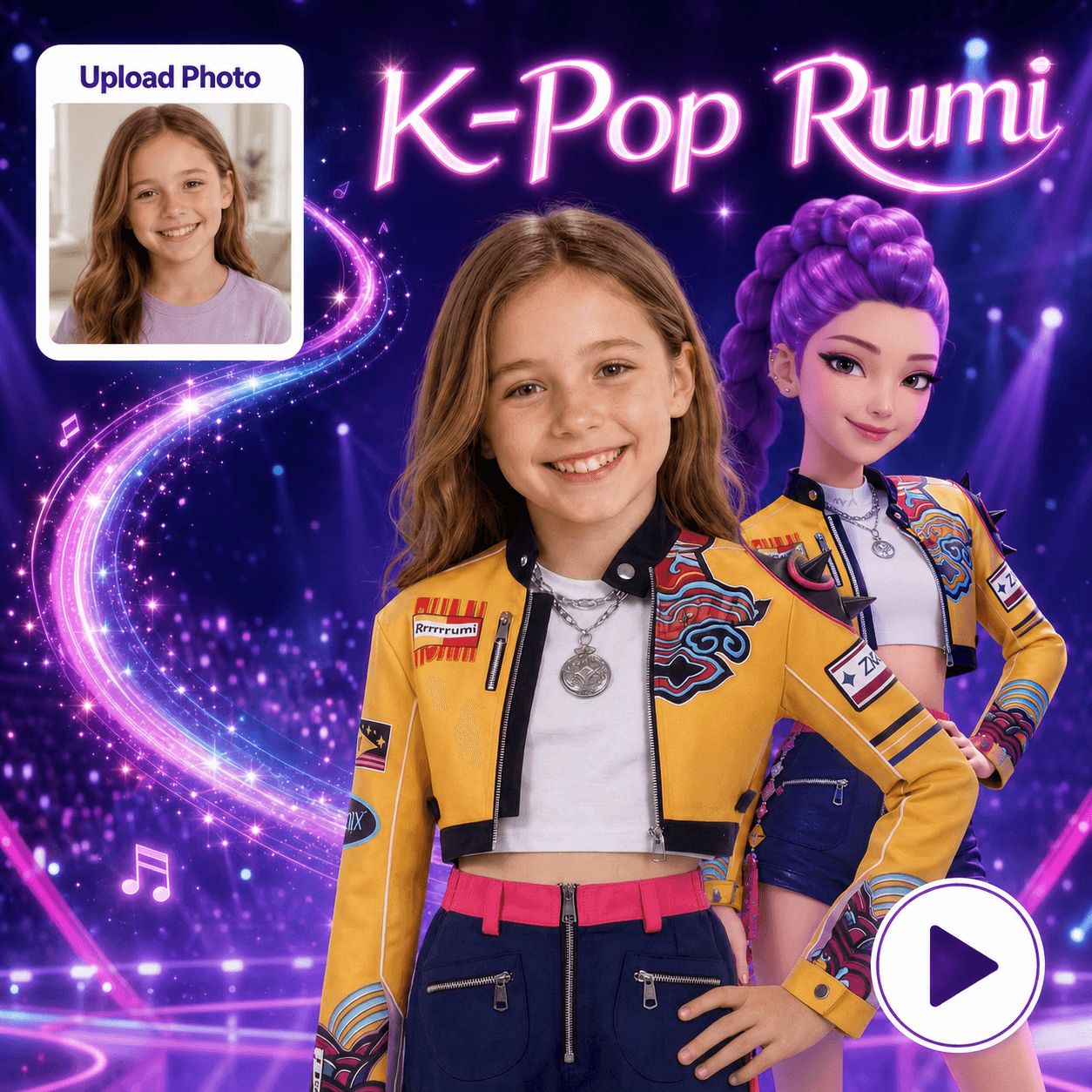 Rumi K-pop Star Adventure personalized video theme preview
