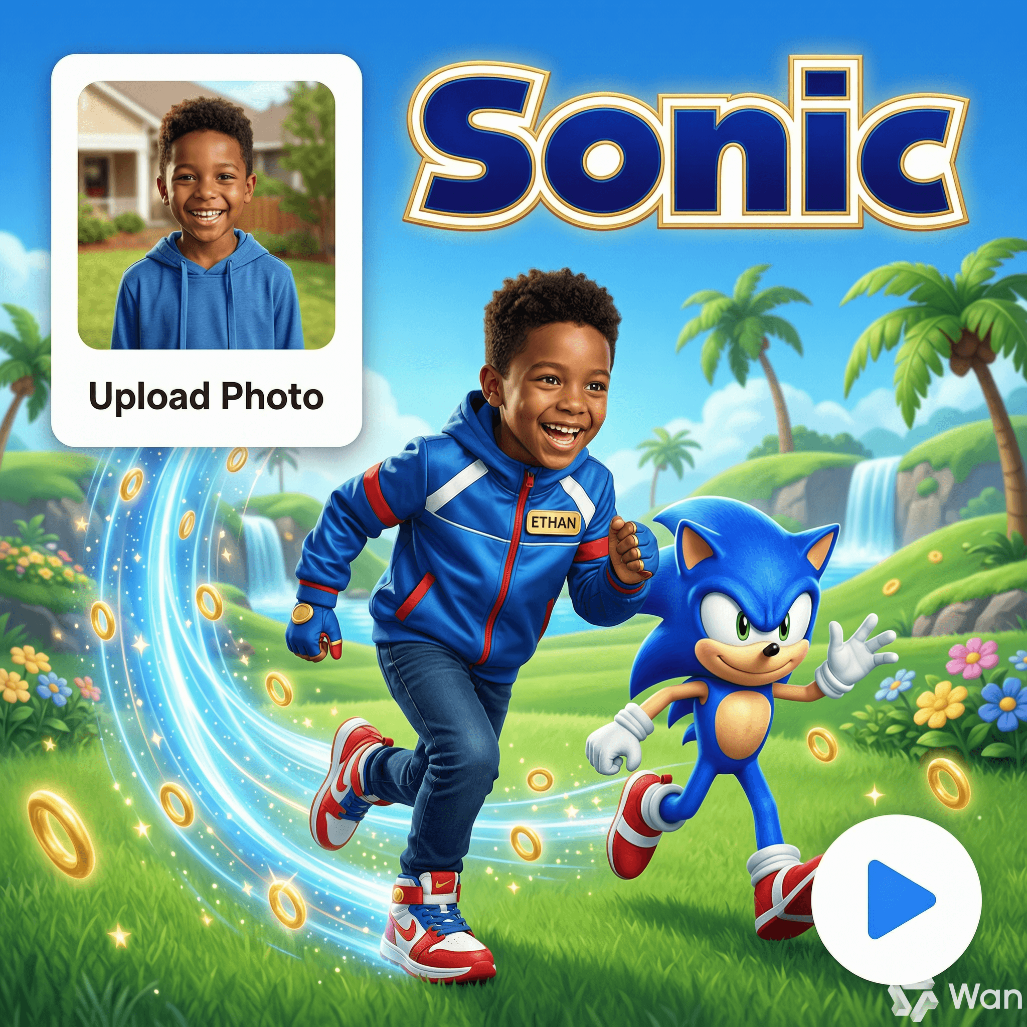 Sonic Speed Adventure personalized video theme preview
