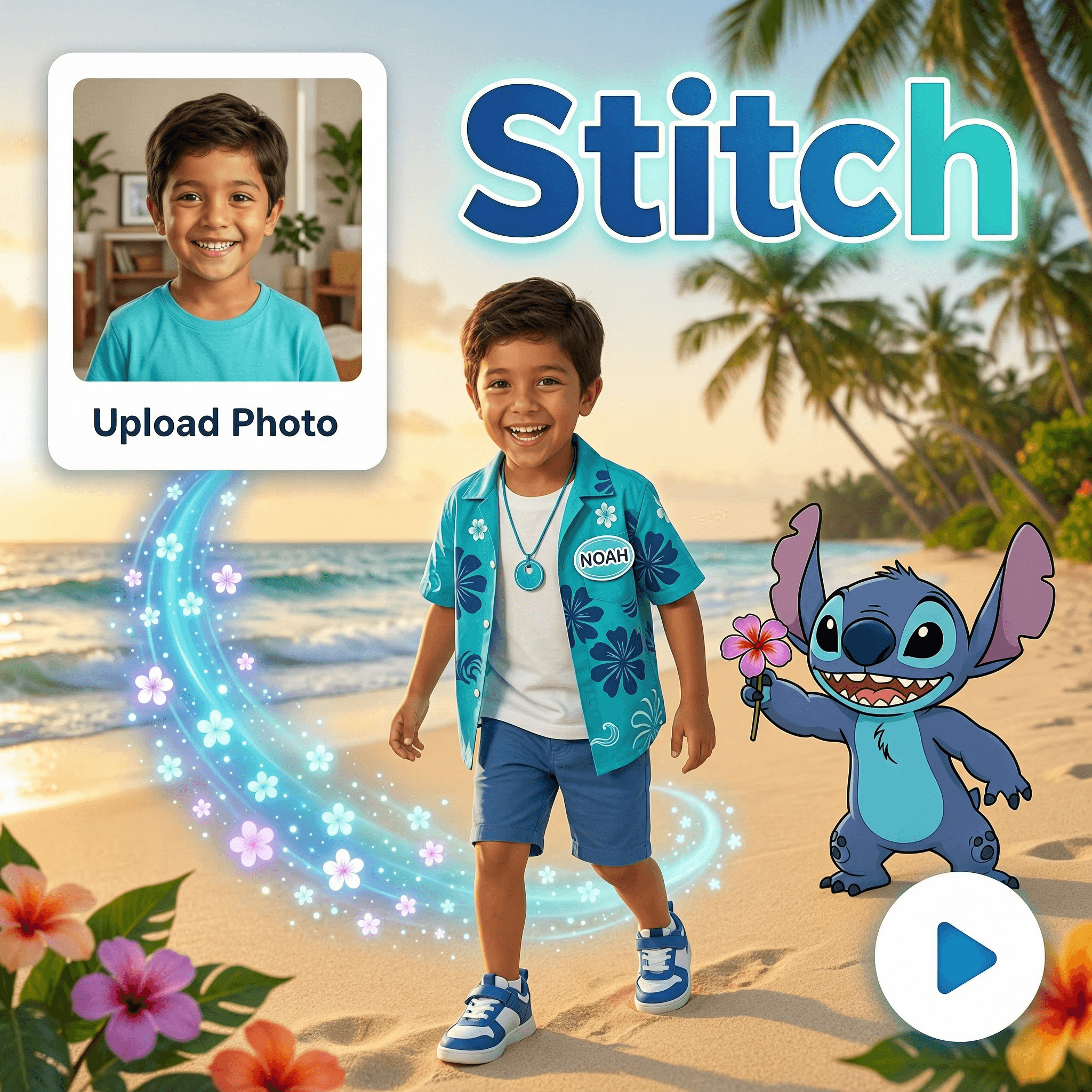 Stitch Island Adventure personalized video theme preview