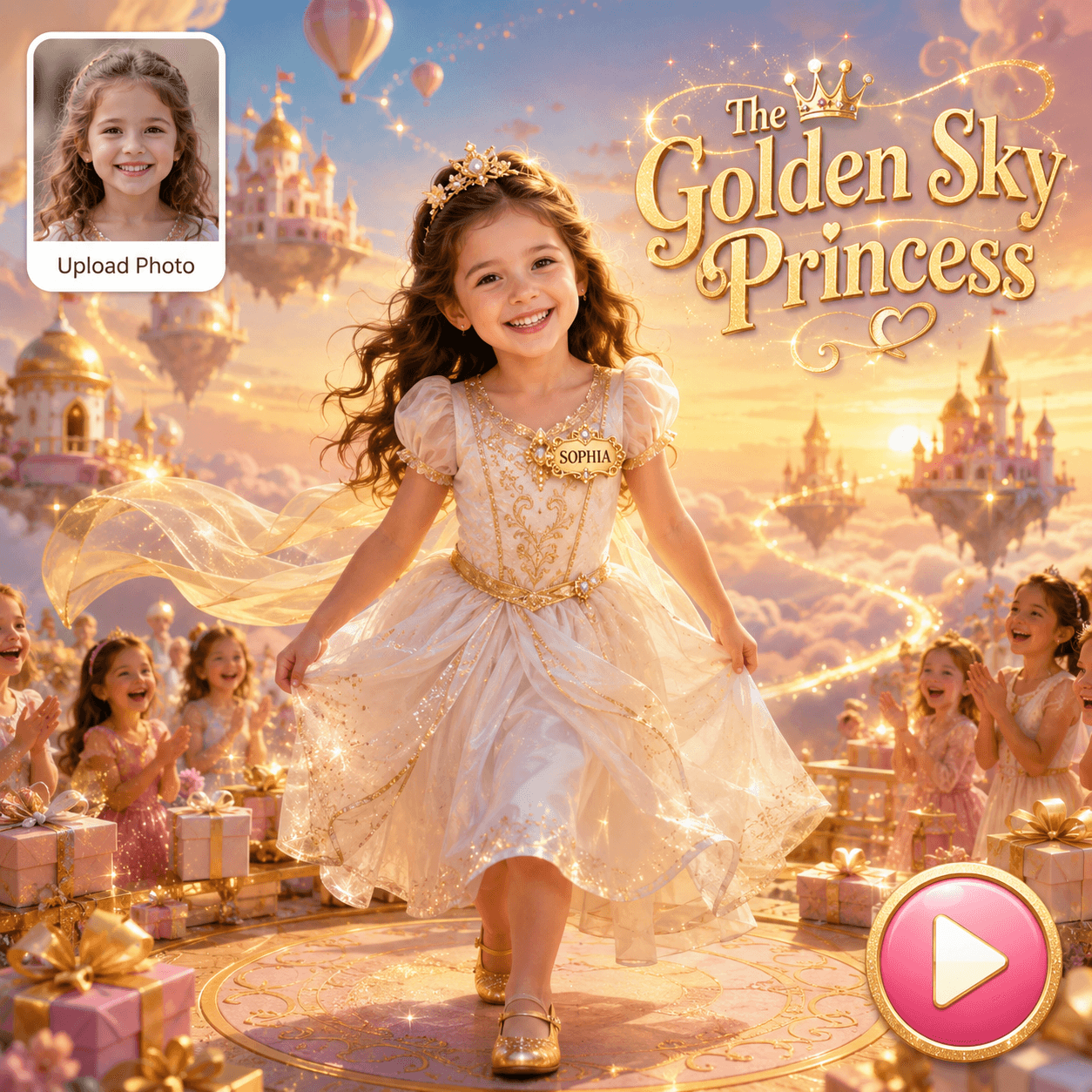 The Golden Sky Princess personalized video theme preview